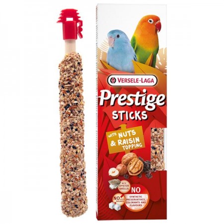 Versele-Laga Prestige Sticks Parrots Small Nuts & Raisin topping ГОРІХИ і РОДЗИНКИ ласощі для хвилястих папуг 2х70г (223529)